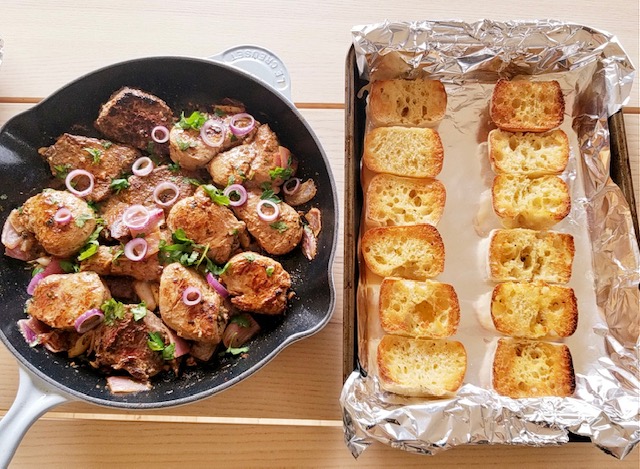 Pork Tenderloin and Garlic Bread